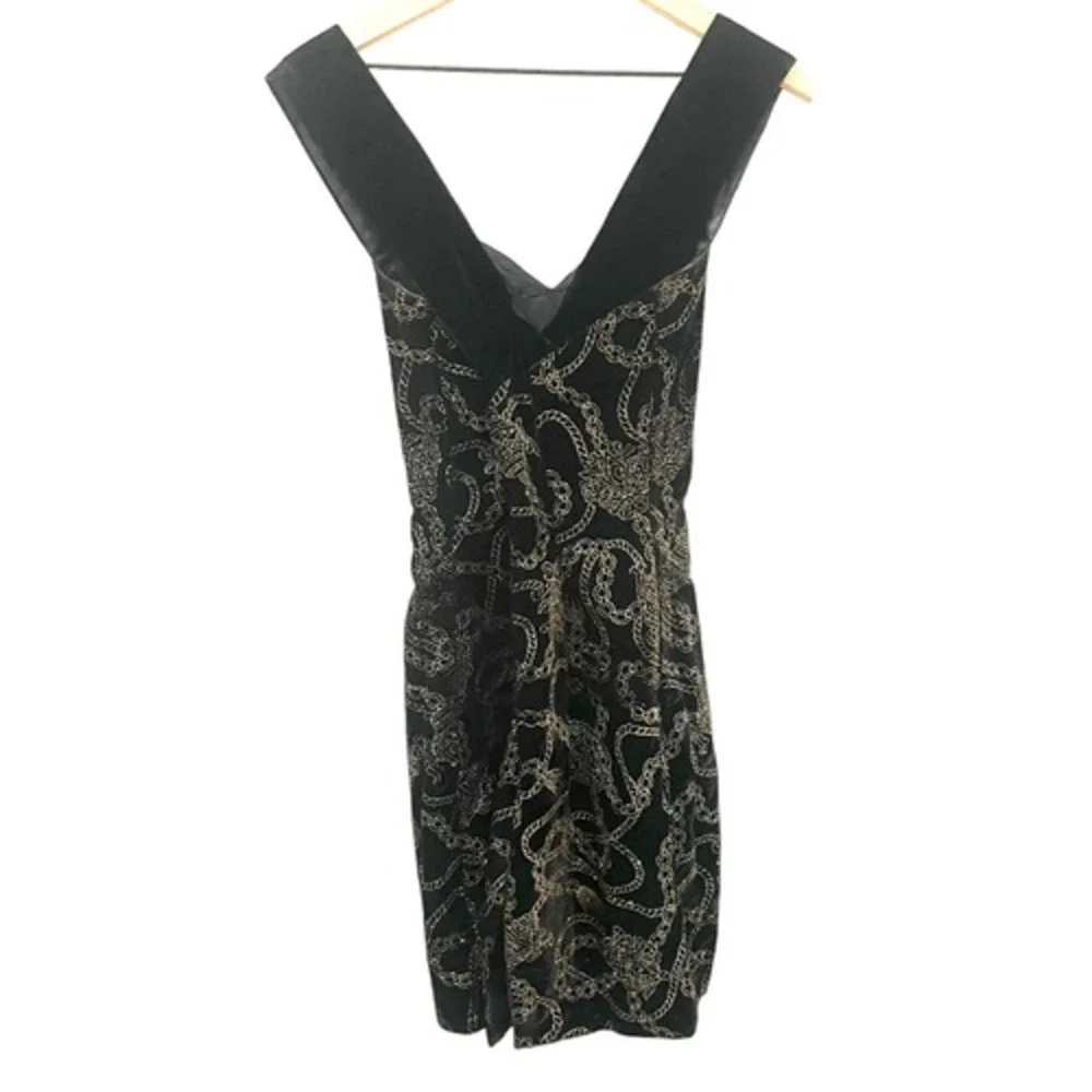 Vintage Jessica McClintock‎ Gunne Sax Black 80's Goth Glam Glitter Chain Dress M